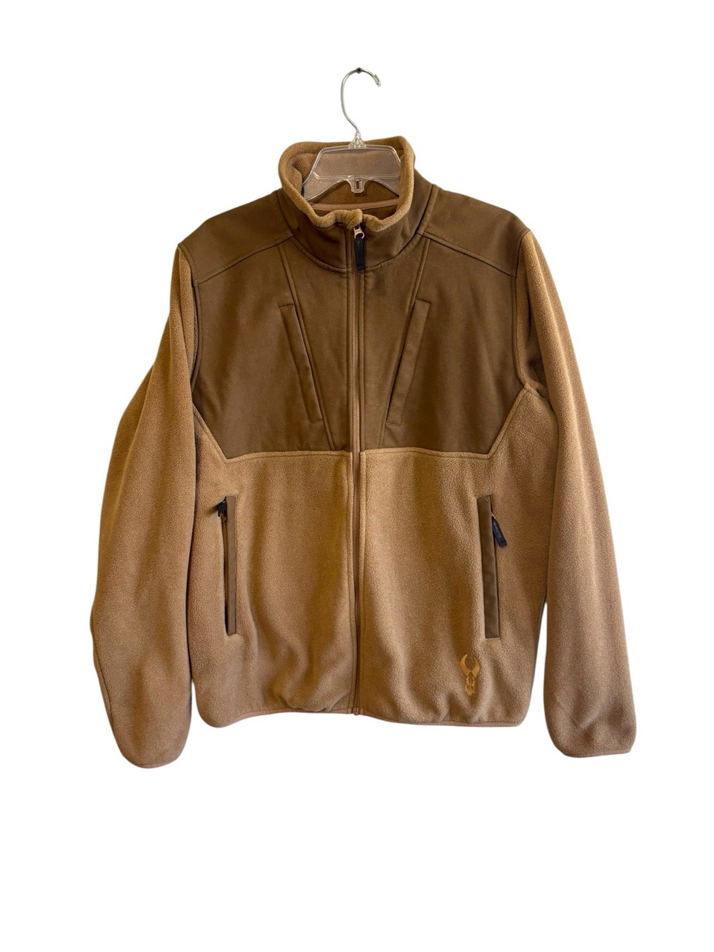 Badlands Size Large Tan Fleece Canvas Jacket Full Zip Outdoor Hiking Camping
